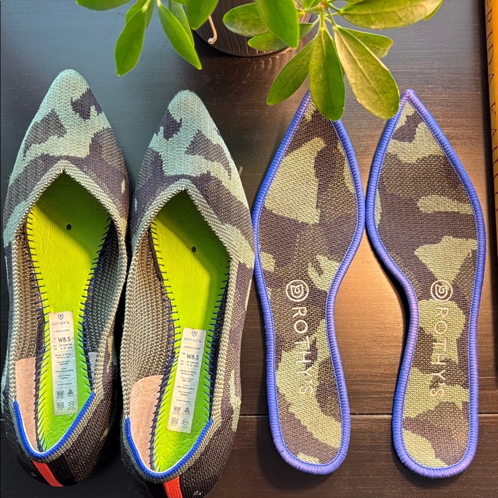 Rothy's Green Camouflage Flats EUC pointy toe - Picture 4 of 8